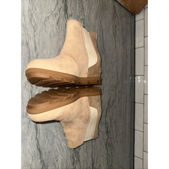 Sorel Joan of the Arctic Chelsea Wedge Heel Lined Boots Booties Beige Womens 7 - Picture 5 of 8